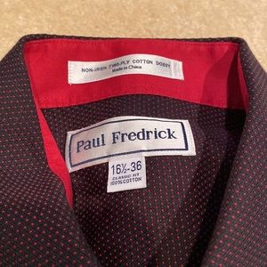 Paul Fredrick EUC 100% cotton black shirt with red contrast